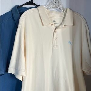 Tommy Bahama Bundle (2) Golf Shirts for Men Size XL 
1 Cream 1 Blue